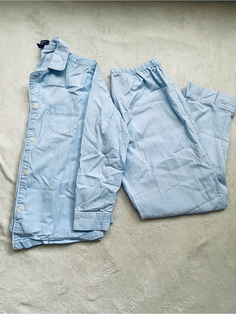 Saks Fifth Avenue Blue Striped Pajama Set - 2 Piece Long Sleeve Button Up